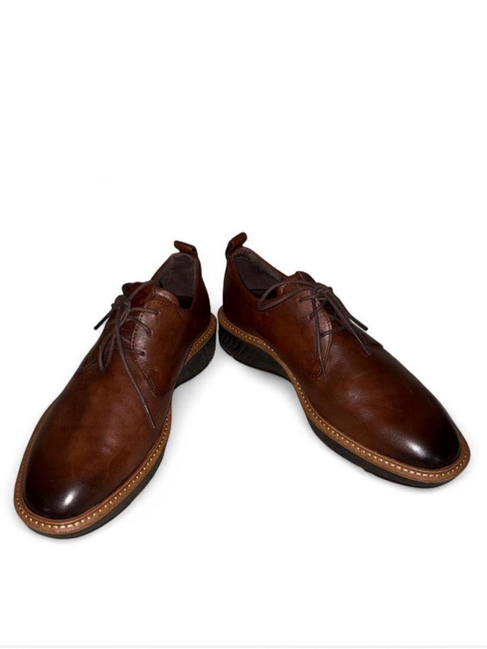 ECCO ST.1 Hybrid Toe Men’s Cognac Leather Oxford Dress Shoes, Size 7-7.5/ EU 41